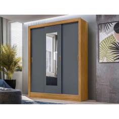 Guarda Roupa Solteiro Moval Bolívia Freijó Cinza Com Espelho