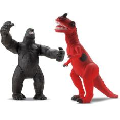 Animal Gorila King Kong Vs Dinossauro T-Rex Com Som - Bee Toys
