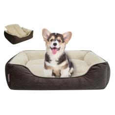 Miguel Cama para cães com almofada/travesseiro removível para cães pequenos, cama lavável para animais de estimação com lateral fácil de lavar, camas retangulares para gatos internos com fundo