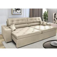 Sofá Retrátil e Reclinável 2,72m com Molas Cama inBox Estilo Suede Vel