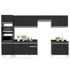 Cozinha Modulada 6 Módulos Composição 8 Preto - Lumil Móveis, Preto, 1
