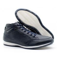 Tenis Sapatenis em Couro Casual Cano Medio Netony 1008, Azul, 42, Masc