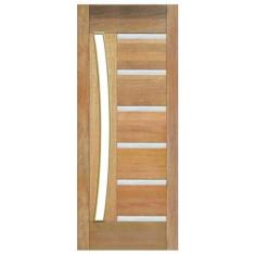 Porta de Madeira Maciça BBB Com Frisos Metálicos Para Vidro em Arco Ca