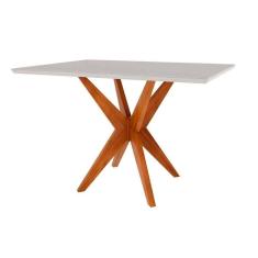 Mesa p/ Cozinha Donna c/ Tampo Madeirado c/ Vidro 120x90cm Natural - Nesher