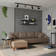Sofá 4 Lugares Canar Com Chaise Esquerdo Linho Bege - Mobly
