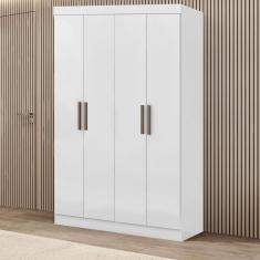 Guarda Roupa De Solteiro Paris 4 Portas Mdf Branco Brilho Maxel Branco Brilho