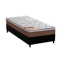 Cama Box Solteiro: Colchão Molas Castor Pocket Revolution + Base Crc Suede Black(88X188)
