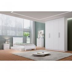 Guarda Roupa Solteiro 4 Portas 3 Gavetas - Colibri-branco - Móveis D'doro