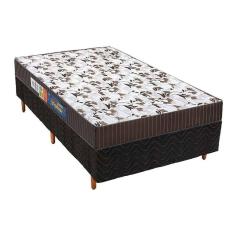 Cama Box Solteiro: Colchão Espuma D45 Polar Pérola Fort Black + Base Crc Rústico Black(88X188)