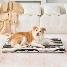LIORCE Almofada de gaiola para cães – Cama para cães de tamanho grande com capa lavável removível e forro à prova d'água – Cama de espuma viscoelástica GG para animais de estimação – Tapete reversível