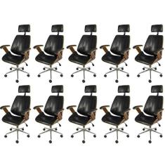 Kit 10 Cadeiras para Escritorio Presidente Bergen 3331 Preto