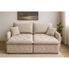 Sofá 3 Lugares Cam inBox Sublime Revestido em Tecido Bouclé Assento Retrátil Encosto Reclinável - 180cm de Largura