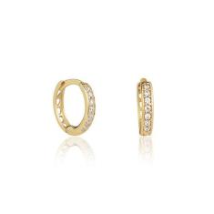 Brinco De Argola Click Com Zircônias Ouro 18k Segundo Furo - Arkha18 J