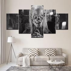 Quadro Decorativo Zombie 5 peças 130x65 cm em tecido
