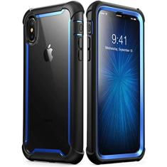 i-Blason Ares Capa amortecedora transparente robusta de corpo inteiro para iPhone Xs Max versão 2018, azul, 6,5 polegadas (iPhone2018-6.5-Ares-Blue)