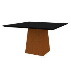 Mesa De Jantar Para 6 Lugares Tampo De Madeira Com Vidro 1,35m Jasmin 