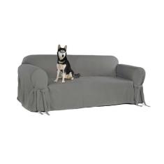 Capa e Protetor de Sofá Exclusivo 2 Lugares em Brim Peletizado Cinza G
