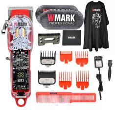 Kit Maquina De Cortar Cabelo Wmark NG 409 Lamina Com Base