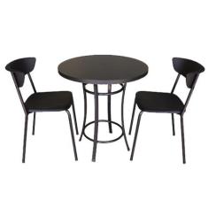 Kit Café Bar 1 Mesa e 2 Banquetas Linha Smart Preto - Design Office Mó