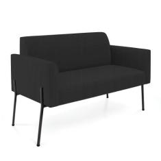 Sofá Namoradeira 2 Lugares Pé De Ferro Preto Marisa Veludo Preto D03 -