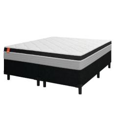 Cama Box Casal Queen Colchão Molas Ensacadas 158x198x65cm Preto/Cinza 