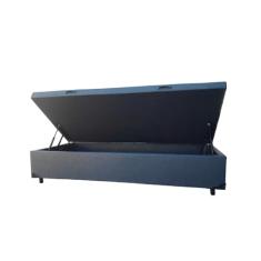 Cama Box Baú Solteiro Linhão Preto Com Pistão A Gás - Estrutura Reforçada - Suíte Imperial