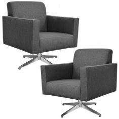 Kit 02 Poltronas Decorativas Base Giratória Para Sala de Estar Helô Li