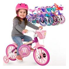 Bicicleta Infantil Menina Quadro Em Aço Carbono 2 Anos Aro 12 Rosa Nat