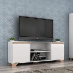 Rack para Tv 42 Polegadas 2 Portas 3 Prateleiras Benevello Quiditá Branco