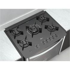 Fogão de Embutir a Gás 5 Bocas Fischer Tc Gran Cheff 28550 Mesa de Vidro Temperado Acendimento Automático Preto 110V