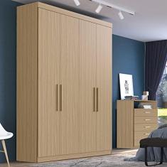 Guarda Roupa Solteiro 4 Portas 2 Gavetas Paris Edez Cedro