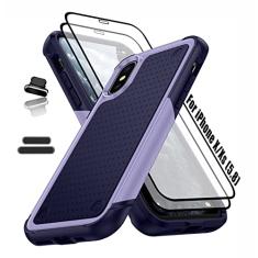 ymxdmd Capa resistente para Apple iPhone X/Xs de 5,8 polegadas, 4 cantos com airbags [proteção contra quedas de 3,6 metros], antiderrapante, texturizada, amortecedor, suporte, carregamento sem fio,