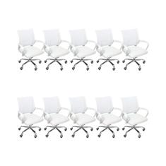 Kit 10 Cadeiras de Escritório Begonia Mesh Ergonômico (Branco)