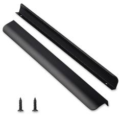 LEAPHZOT Pacote com 10 puxadores de dedo de borda de comprimento total de 16" (400 mm), puxador de armário de cozinha oculto preto fosco, puxadores planos de montagem superior para gaveta de porta de