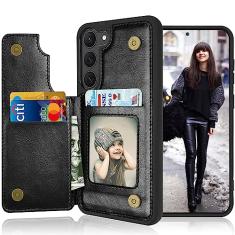 Tekcoo Capa carteira para Galaxy S23 Plus, capa protetora fina de couro PU minimalista com compartimento para cartão de crédito e dinheiro com fecho magnético com suporte para Samsung S23+ Plus 5G