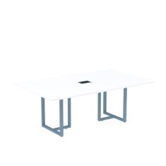 Mesa de Reunião Retangular com Power Box 200x90cm Mr2000p25tub Branco/Azul Dali