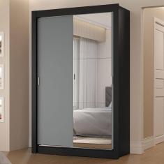 Guarda-roupa Solteiro 2 Portas Correr Espelho 2 Gavetas