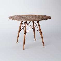 Mesa Eiffel Wood Cobre Tampo De Madeira 90 Cm Amêndoa Asturias - Cor: Marrom
