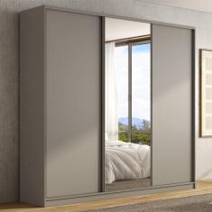 Guarda Roupa Casal 3 Portas de Correr 260cm com Espelho MDF - Casa Lar