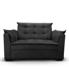 Sofá 2 Lugares Para Sala Moderno Confortável Zilda Suede Cor:preto