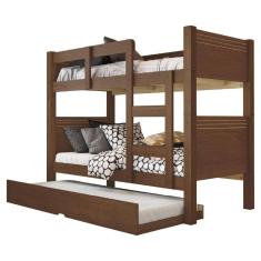 Beliche Solteiro Com Cama Auxiliar Alaska Para Colchão Até 0,88m Cacau Conquista Móveis