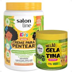 Kit Salon Line Kids 1 Creme para Pentear e 1 Gelatina Antifrizz Melão