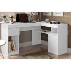 Mesa de Computador Solteiro Nilo c/ 1 Porta e 1 Gaveta Branco - Caemmun