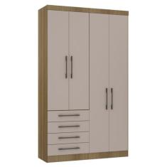 Guarda Roupa Modulado Eucamoveis Paris 4 Portas 4 Gavetas, Avela/Cinam