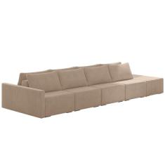Sofá Ilha Modular Com Puff Para Sala Living 392cm Georgia K04 Veludo Bege - Mpozenato