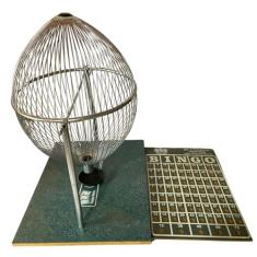 Jogo De Bingo Globo De Metal Tabuleiro Em Madeira N°4