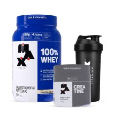 Combo 100% Whey 900g, Creatina 150g e Coqueteleira Max Titanium-Unissex