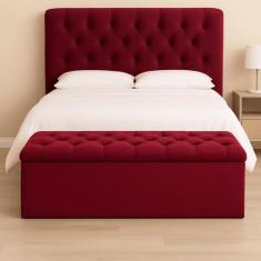 Recamier Bau Estofado Casal Padrão Anita 140 cm Veludo - BELA DO QUART