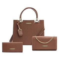 Kit Bolsa Transversal Casual Com Bolsa Cluth e Carteira Feminina