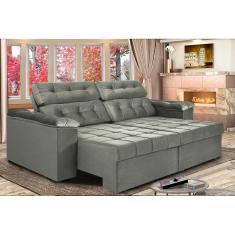 Sofá New Itália 2,72 Mts Retrátil e Reclinável Tecido Suede - Cama InBox